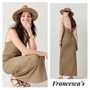 New Francescas Alice Crochet Tie Back Tan Chic Maxi Dress Chic Maxi Dress